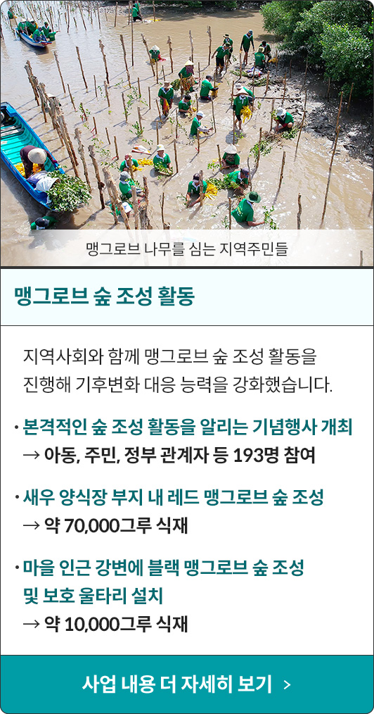 맹그로브 나무를 심는 지역주민들